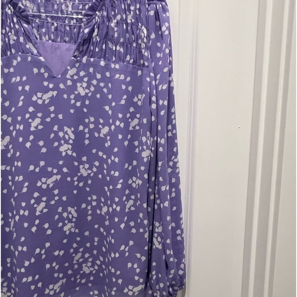 Like New Large Purple and White Print Sheer Top - Picture 7 of 13